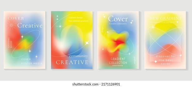 Abstract fluid gradient background vector. Minimalist style cover template with shapes, colorful and liquid color. Modern wallpaper design perfect for social media, idol poster, photo frame.