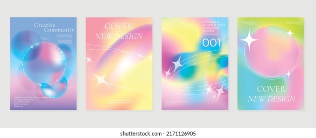 Abstract fluid gradient background vector. Minimalist style cover template with shapes, colorful and liquid color. Modern wallpaper design perfect for social media, idol poster, photo frame.