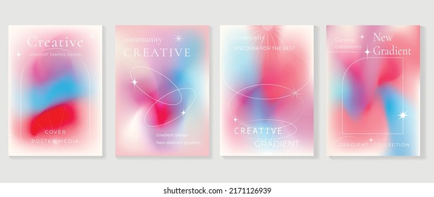 Abstract fluid gradient background vector. Minimalist style cover template with shapes, colorful and liquid color. Modern wallpaper design perfect for social media, idol poster, photo frame.
