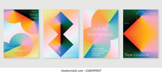 Abstract fluid gradient background vector. Futuristic style cover template with geometric shapes, colorful and liquid color. Modern wallpaper design perfect for social media, idol poster, photo frame.