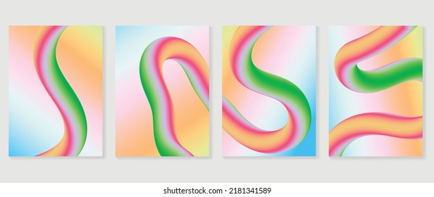 Abstract fluid gradient background vector. Hologram style cover template with shapes, dynamic shapes and liquid color. Modern wallpaper design perfect for social media, idol poster, photo frame.
