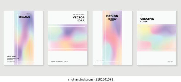 Abstract fluid gradient background vector. Hologram style cover template with shapes, colorful and liquid color. Modern wallpaper design perfect for social media, idol poster, photo frame.