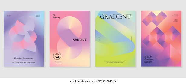 Abstract fluid gradient background vector. Futuristic style cover template with geometric shapes, vibrant color, colorful. Modern wallpaper design for banner, poster, flyer, presentation, card.