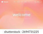 Abstract fluid gradient background with the word welcome in the center, featuring a warm peach and orange color palette, suitable for landing pages and promotional materials