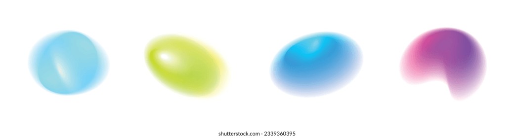 Abstract fluid gradient. Colorful neon light with blurred circle shapes. Isolated vector illustrations on white background.