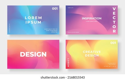 Abstract fluid gradient cover template. Set of modern poster with vibrant graphic color, different mesh color card. Gradient background design for brochure, flyer, wallpaper, banner, business card.