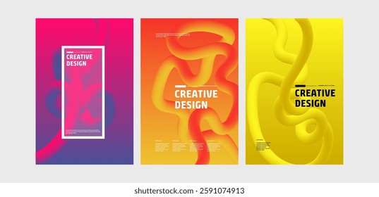 Abstract Fluid Gradient Design Templates Vibrant Yellow, Orange, Purple
