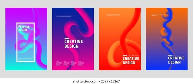 Abstract Fluid Gradient Designs Colorful Swirls, Creative Posters
