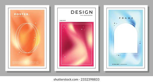 Abstract fluid gradient mesh background template copy space set. Colorful aesthetic backdrop design for poster, banner, leaflet, cover, brochure, or magazine.