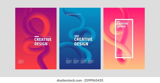 Abstract Fluid Gradient Posters Creative Design Templates