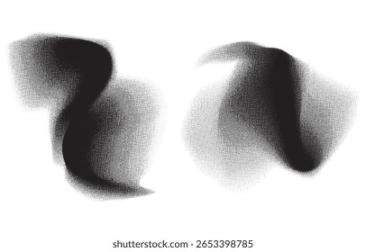 Formas de grade de meio-tom fluido abstrato com efeitos de pontas líquidas e sombras em estilo splatter preto