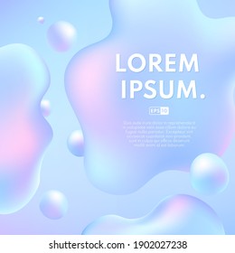 Abstract Fluid Hologram Color Shape With Copy Space. Modern Futuristic Light Blue And Pink Color. Vector Illustration.