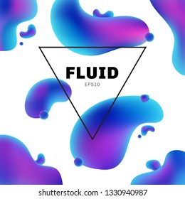 Abstract fluid holographic colors shape with text frame modern background with trendy design. You can use for design brochure, flyer, poster, banner web, etc. Vector illustration