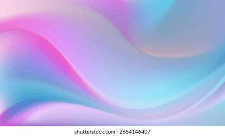 Fondo de onda iridiscente fluido Abstractas. Bolso pastel suave difuminado holográfico. Transiciones suaves de colores iridiscentes. Flujo de la perla del arco iris. Fondo de pantalla de ensueño caprichoso. Ilustración vectorial, EPS 10.