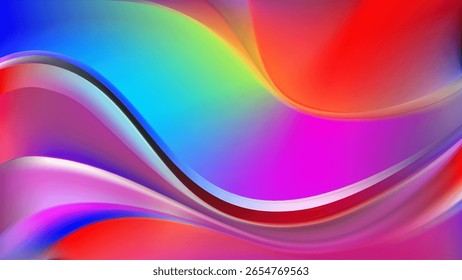 Fondo de onda iridiscente fluido Abstractas. Bolso pastel suave difuminado holográfico. Transiciones suaves de colores iridiscentes. Flujo de la perla del arco iris. Fondo de pantalla de ensueño caprichoso. Ilustración vectorial, EPS 10.
