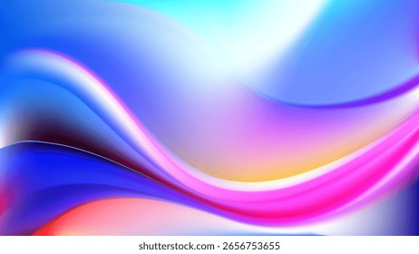 Abstract fluid iridescent wave background. Holographic blurred soft pastel bg. Smooth transitions of iridescent colors. Rainbow pearl flow. Whimsical dreamy wallpaper. Vector illustration, EPS 10.