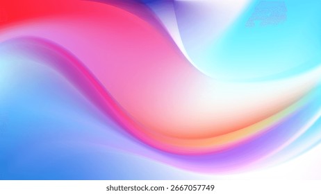 Fondo de onda iridiscente fluido Abstractas. Bolso pastel suave difuminado holográfico. Transiciones suaves de colores iridiscentes. Flujo de la perla del arco iris. Fondo de pantalla de ensueño caprichoso. Ilustración vectorial, EPS 10.