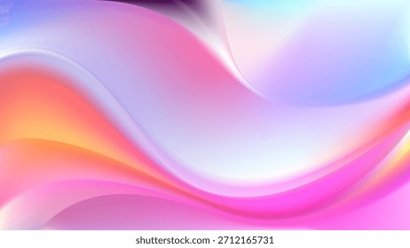 Fondo de onda iridiscente fluido Abstractas. Bolso pastel suave difuminado holográfico. Transiciones suaves de colores iridiscentes. Flujo de la perla del arco iris. Fondo de pantalla de ensueño caprichoso. Ilustración vectorial, EPS 10.