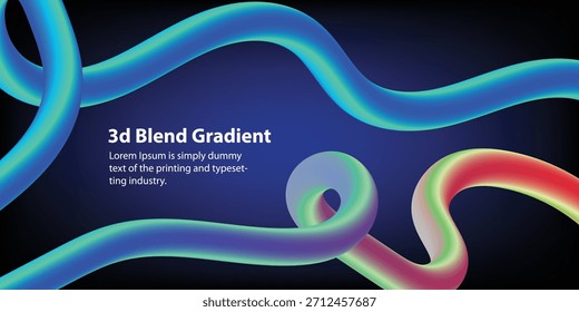 fondo de línea fluida abstracto, gradiente Formas de línea 3d, mezcla 3D Anuncio de ondas de gradiente con efecto brillante, Fluid Graphics Element Swirl Rainbow Ribbons