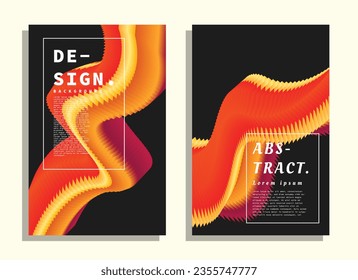 Abstract fluid line background template copy space set. Liquid shape backdrop design. Colorful contemporary graphic element for poster, banner, landing page, or presentation.
