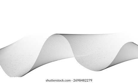 Abstract Fluid Lines: A flowing ribbon of fabric elegantly curves and floats in a display of artistic simplicity. Capturing fluidity and gentle movement.