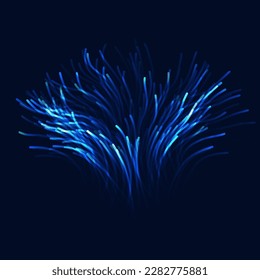 Abstract Fluid Lines. Soft Stylized Tentacles Background. Blue Anemone. Dark Blue Marine Aquarium Texture. Underwater. Vector Illustration.