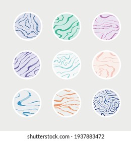 Abstract fluid liquid backgrounds, social media highlight covers	