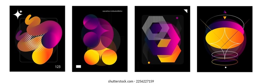 Abstract fluid liquid geometric shapes gradient vibrant creative graphic poster background