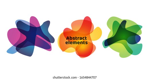 Abstract fluid liquid gradient element collection. Trendy isolated futuristic free form pattern. Digital banners with dynamic waves
