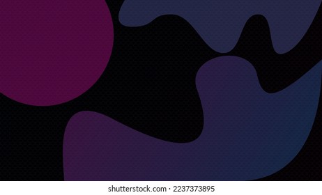 Abstract fluid liquid shape and mesh lines on black background.