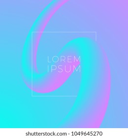 abstract fluid liquid shape. modern cover concept. text and square frame on colorful background