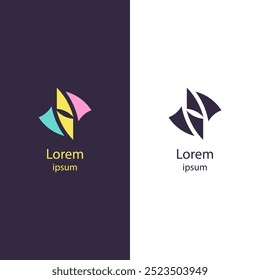  Abstrato, logotipo fluido com formas suaves e curvas. Ideal para empresas em design criativo, consultoria, tecnologia, arte, entretenimento, cartões de visita, sites, mídia social e marketing.
