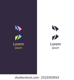  Abstract, fluid logo with smooth shapes and curves. Ideal for companies in creative design, consulting, technology, art, entertainment, business cards, websites, social media, and marketing.