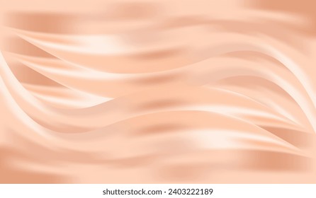 Abstract fluid luminous glitter Peach Fuzz waves background. Luxury royal pastel backdrop. Geometric template. Vector illustration. VIP design. Premium Business Card. Cover. Template. Gradient color.