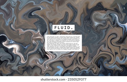 Abstrakter, flüssiger Marmor Hintergrund Vorlage Kopienraum. Zeitgenössisches Design mit wirbelnden Bildern im Hintergrund. Geeignet für Poster, Banner, Landing Page, Broschüre, Magazine oder Event-Grafik.