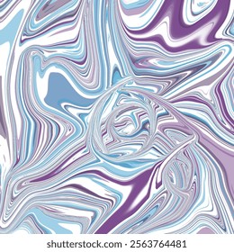 Abstract fluid marble design featuring a captivating blend of blue, purple, and white tones. The intricate swirl pattern creates a dynamic and artistic visual, ideal for branding, backgrounds.