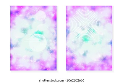 Abstract Fluid. Minimal Texture. Motion Dots. Blue Space Pattern. Retro Pearlescent Magazine. Holographic Shape. Soft Poster. Summer Flyer. Violet Abstract Fluid