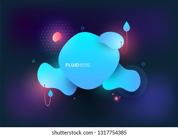 Abstract fluid and modern elements. Dynamical colored forms and line. Fluid colorful gradient organic shapes. Isolate on black background. Vector illustration