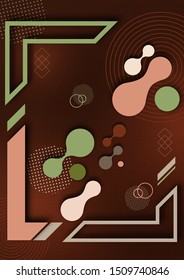 Abstract fluid and modern elements, molecules, geometric frame. Dynamic color shapes and lines. Trendy template for cover design for brochures, web banners, flyers or posters. Vector illustration