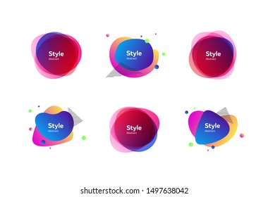 Abstract fluid modern graphic elements. Dynamical colored forms and line. Gradient banners with flowing liquid shapes. Vector illustration. Can be used for advertising, marketing, presentation