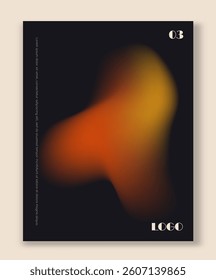 Abstract fluid orange and yellow gradient shape displayed on a black background with soft edges and minimalist design style. Concept of modern digital art. Vector illustration