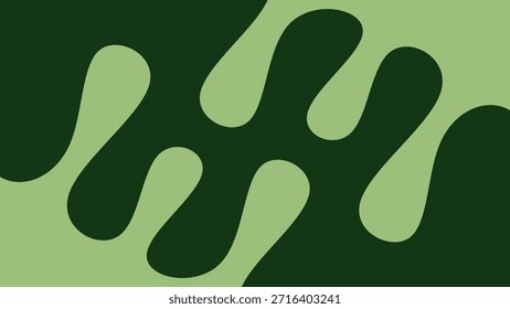 Fondo de Formas orgánicas de fluido Abstractas. Textura líquida ondulada verde minimalista. Modelo ondulado groovy retro de los años 70. Ilustración de mancha derretida verde de salvia y bosque.