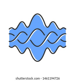 Abstract fluid overlapping waves color icon. Music, melody rhythm. Digital soundwave, flowing waveform. Sound volume, dj equalizer curve. Noise, vibration amplitude level. Isolated vector illustration