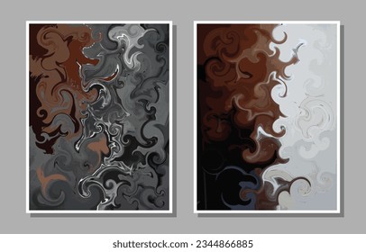 Abstract fluid paint background template copy space set. Contemporary art backdrop design for poster, banner, magazine, cover, leaflet, brochure, or flyer.