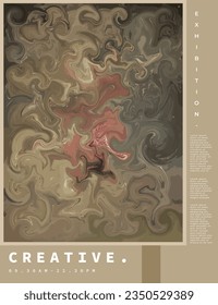 Resumen del espacio de copia de la plantilla de fondo de pintura de líquido. Diseño de fondo de arte giratorio contemporáneo. Adecuado para afiches, banner, página de inicio, folleto, revista o elemento gráfico del evento.