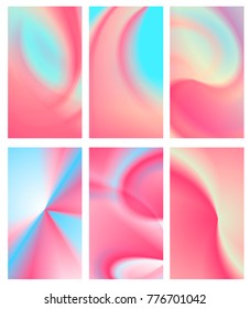 Abstract Fluid pastel colorful Vector Wallpapers. Gradient flux effect and waves. Futuristic theme. Used for phohe, device screen, advertising , as background. Warm colors.