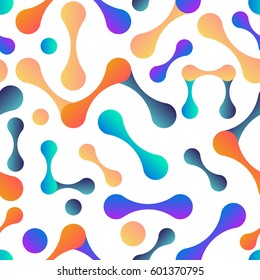 Abstract Fluid Pattern. Multicolor Molecules Design. Trendy Vector Background. 