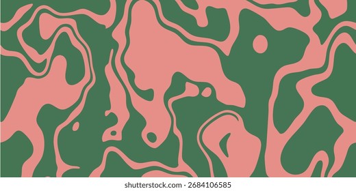 Abstract fluid pattern in shades of green and pink, modern design with wavy texture