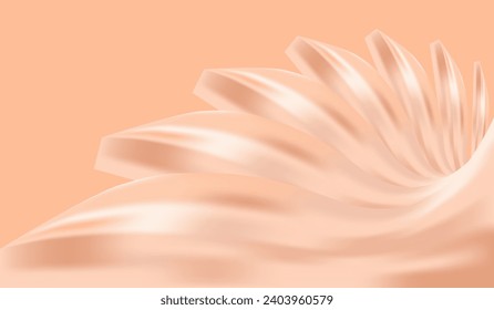 Abstract fluid pearl glitter Peach Fuzz waves background. Luxury royal pastel backdrop. Geometric template. Vector illustration. VIP design. Premium Business Card. Cover. Template. Gradient color.