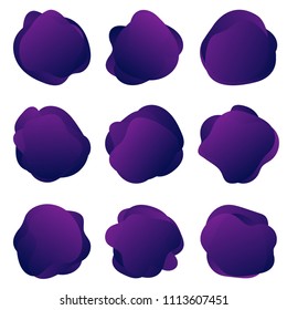 Abstract fluid purple shapes. Abstract round banners templates, organic liquid bubbles in trendy colors. Vector